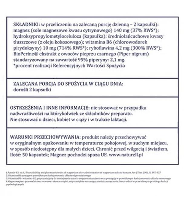 Naturell Magnez Organiczny+, 50 kapsułek, cena, opinie, wskazania - ważny do 2025-04-01