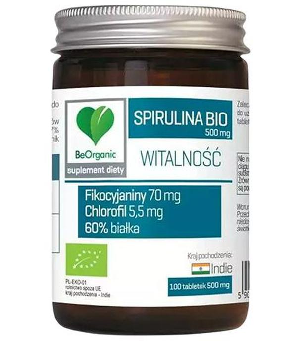 BeOrganic Spirulina 500 mg, 100 tabletek, cena, opinie, stosowanie