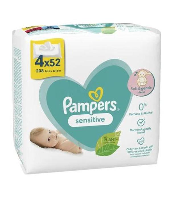 Pampers Sensitive Chusteczki nawilżane, 4 x 52 sztuki