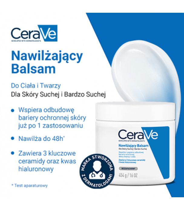 CeraVe, nawilżający balsam z ceramidami do skóry suchej i bardzo suchej, 454 g