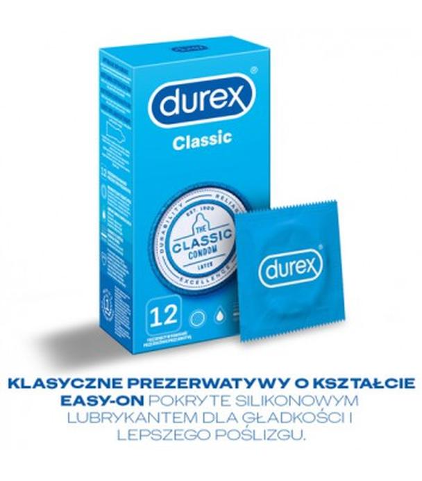 Durex Classic, prezerwatywy klasyczne gładkie, 12 sztuk