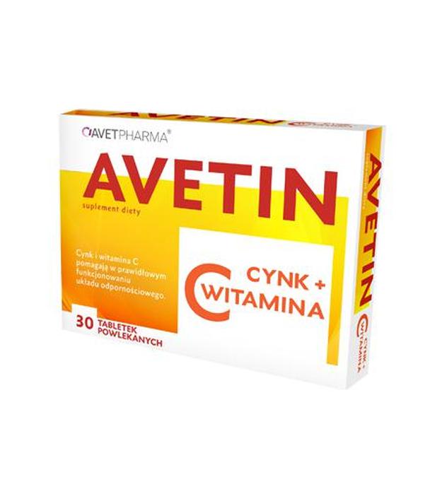 Avetin Cynk + Witamina C - 30 tabl. - cena, opinie, właściwości