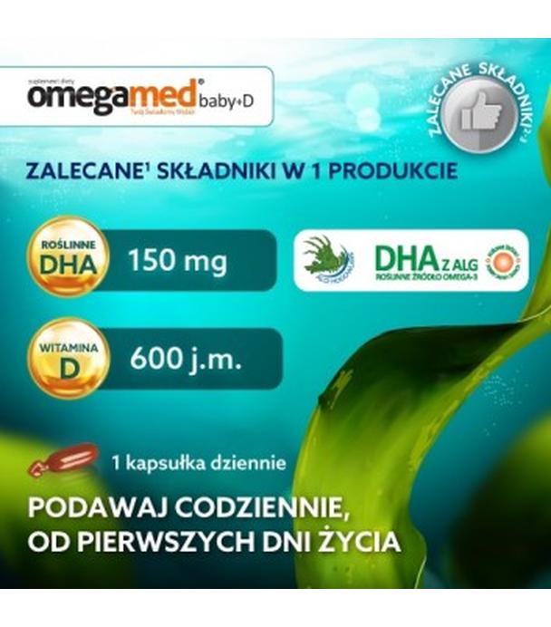 OMEGAMED Baby DHA z alg + Wit D Dla niemowląt i dzieci 0+, 60 kapsułek - ważny do 2024-09-30