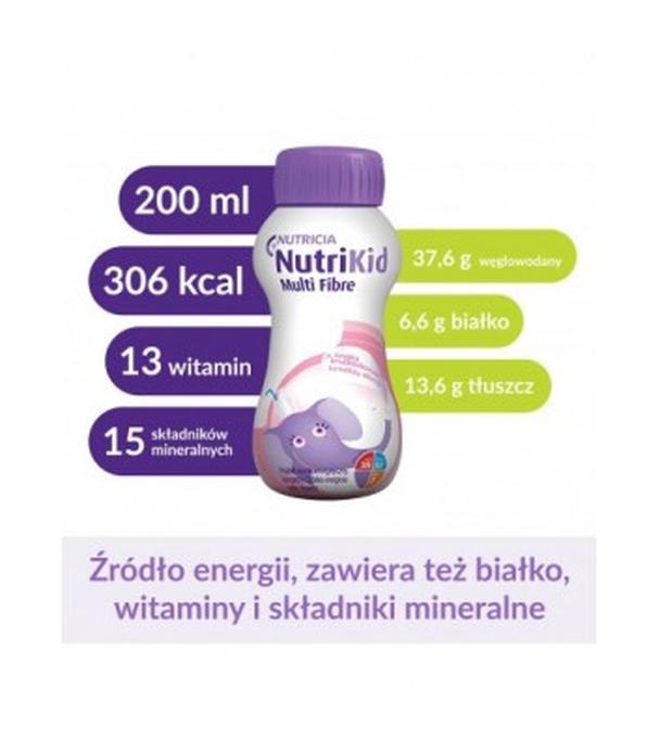 NutriKid Multi Fibre, smak truskawkowy, płyn, 200 ml