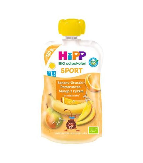 HIPP Hippis Sport Mus Banany-Gruszki-Pomarańcze-Mango z ryżem - 120 g - ważny do 2025-07-10