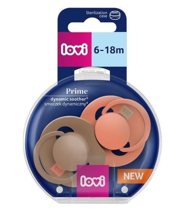 Canpol Lovi Prime Smoczek dynamiczny silikonowy Granola/Orange 34/410 6-18 miesięcy, 2 sztuki
