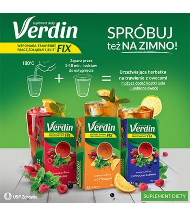 Verdin Fix z owocami leśnymi, 20 sasz., cena, opinie, właściwości