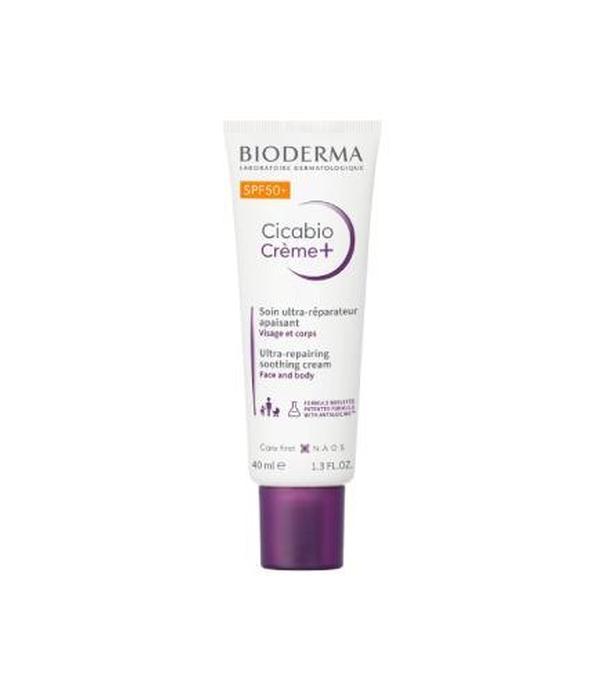 Bioderma Cicabio Creme+ Krem łagodząco-odbudowujący SPF 50+, 40 ml