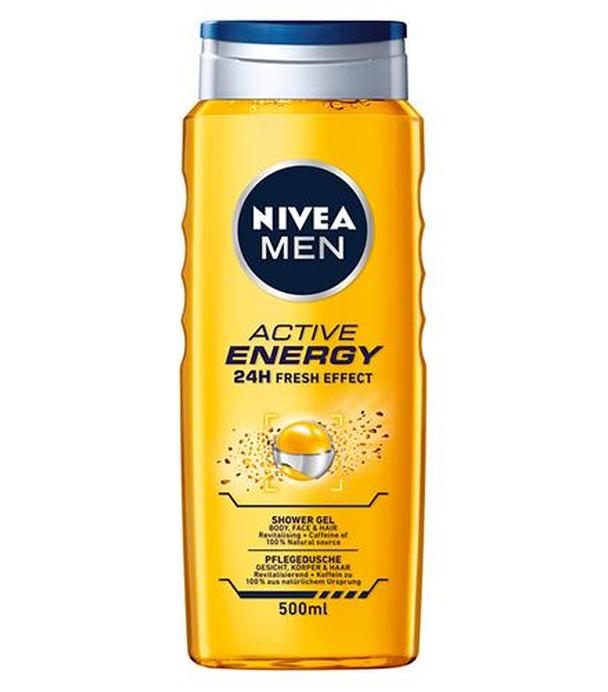 Nivea Men Active Energy 24 h Fresh Effect Żel pod prysznic do ciała, twarzy i włosów z dodatkiem kofeiny - 500 ml - cena, opinie, właściwości
