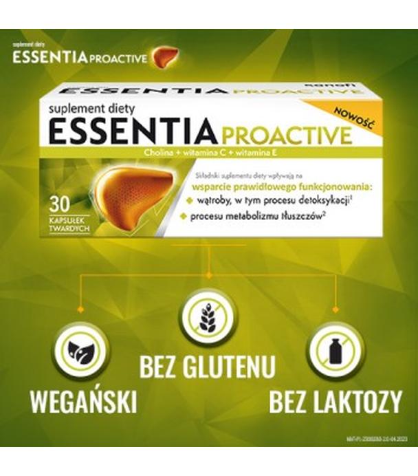 Essentia Proactive, wsparcie wątroby, cholina, witamina C i E, 2 x 30 kapsułek