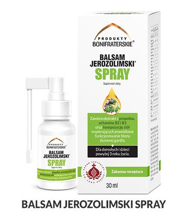 Produkty Bonifraterskie Balsam Jerozolimski Spray - 30 ml Na gardło - cena, opinie, właściwości - ważny do 2025-03-31