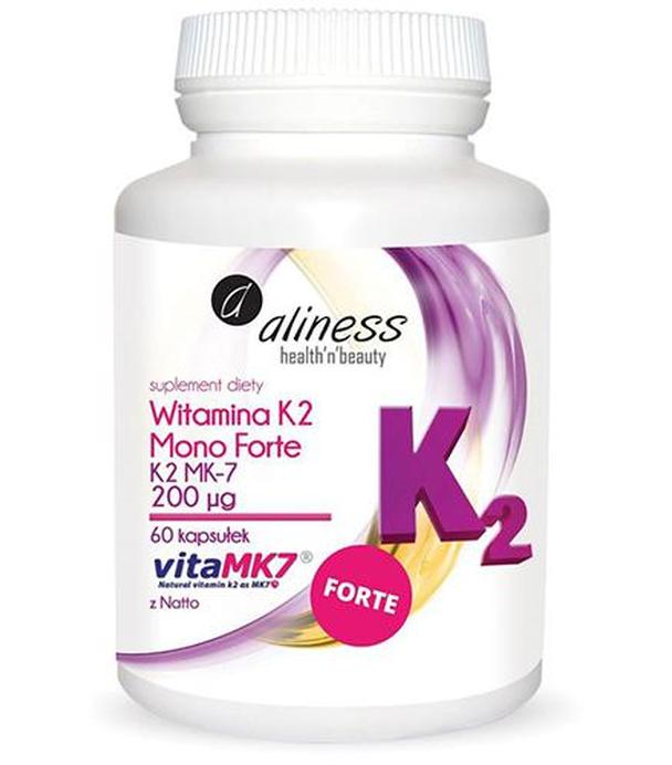 ALINESS Witamina K2 Mono Forte MK-7 200 µg z Natto - 60 kaps. Dla zdrowych i mocnych kości.