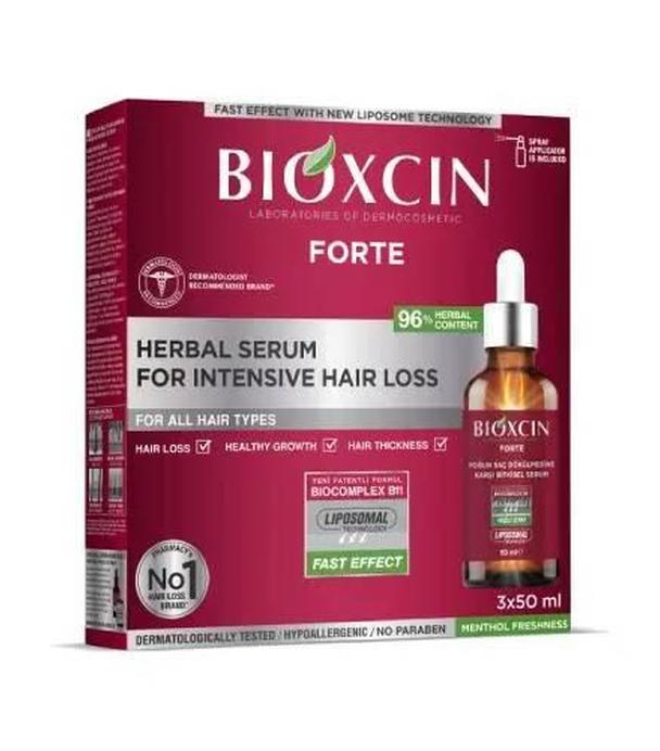 Bioxcin Forte, Serum ziołowe przeciw intensywnemu wypadaniu włosów, 3 x 50 ml