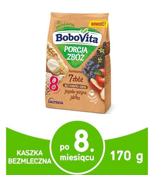 BOBOVITA PORCJA ZBÓŻ Kaszka bezmleczna 7 zbóż, jagoda - jeżyna - jabłko, po 8 miesiącu - 170 g - cena, opinie, właściwości