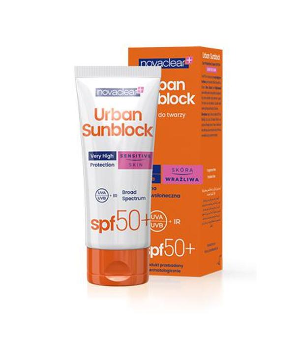 Novaclear Urban Sunblock Krem ochronny do skóry wrażliwej SPF 50+, 40 ml, cena, opinie, właściwości