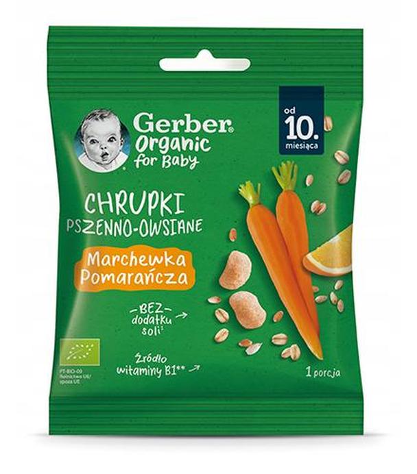 Gerber Organic Chrupki pszenno-owsiane marchewka pomarańcza dla dzieci od 10. miesiąca, 7 g