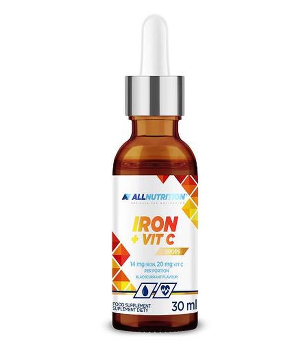 Allnutrition, Iron + Vit C krople, czarna porzeczka, 30 ml - ważny do 2025-10-22