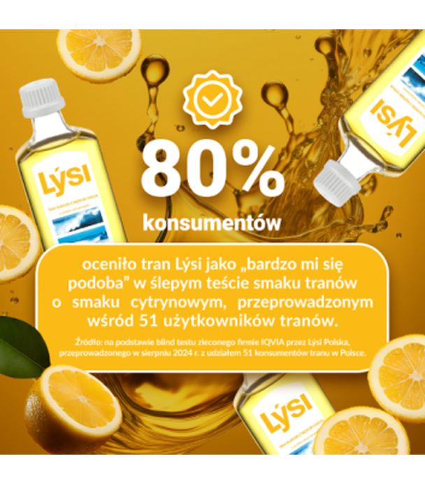 Lysi Tran Islandzki o smaku cytrynowym, płyn, 240 ml