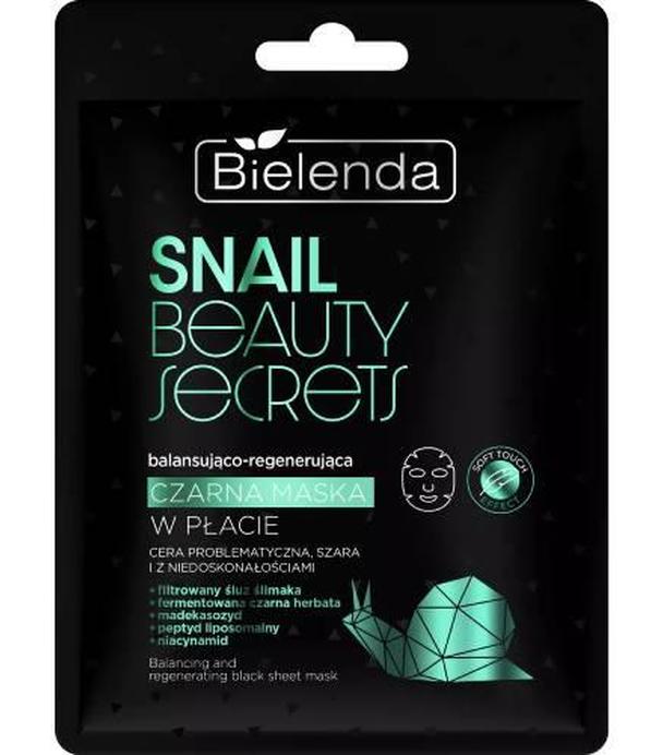 Bielenda Snail Beauty Secrets, Balansująco-regenerująca czarna maska w płacie, 1 sztuka