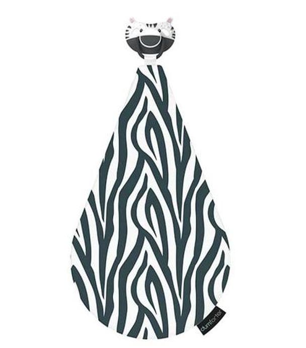 Dumforter 3w1 Smoczek z gryzakiem silikonowym + kocyk przytulanka Zebra, 1 sztuka