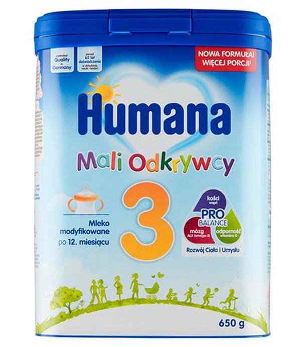 Humana 3 Mali odkrywcy Mleko modyfikowane , 650 g - cena, opinie, wskazania - ważny do 2025-01-16