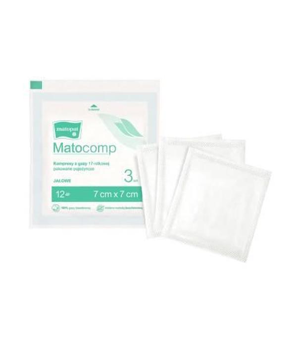 Matocomp kompresy jałowe 7x7cm 17 nitkowe, 12 warstwowe, 3 sztuki