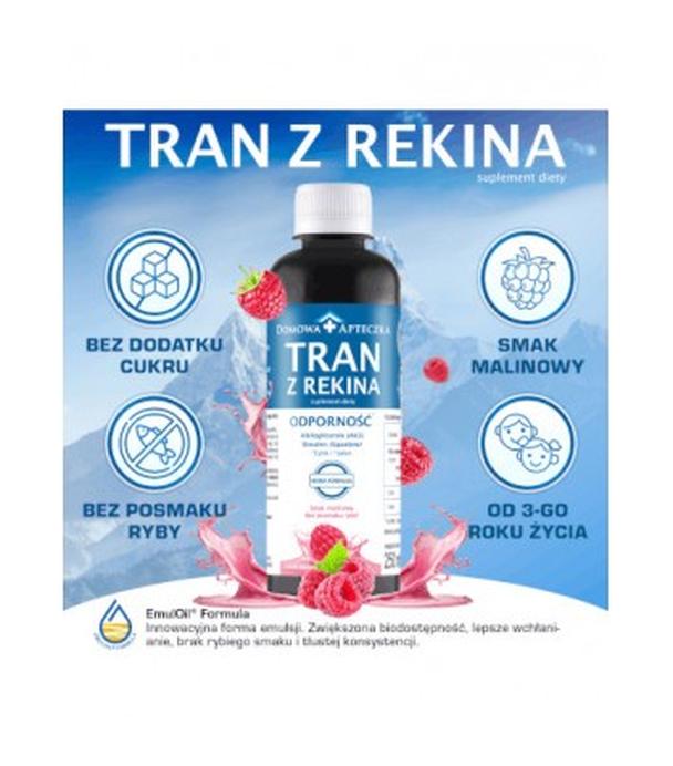 Domowa Apteczka Odporność Tran z rekina o smaku malinowym, 250 ml
