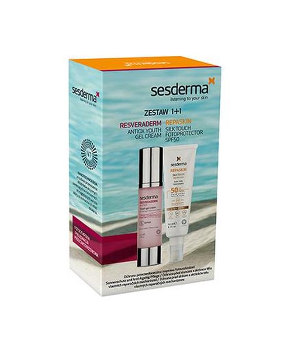 Sesderma Zestaw Repaskin Silk, 50 ml + Resveraderm Krem-Żel, 50 ml - ważny do 2024-12-31