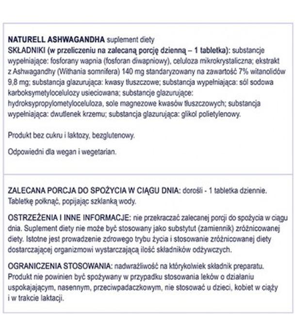 Naturell Ashwagandha, 120 tabletek