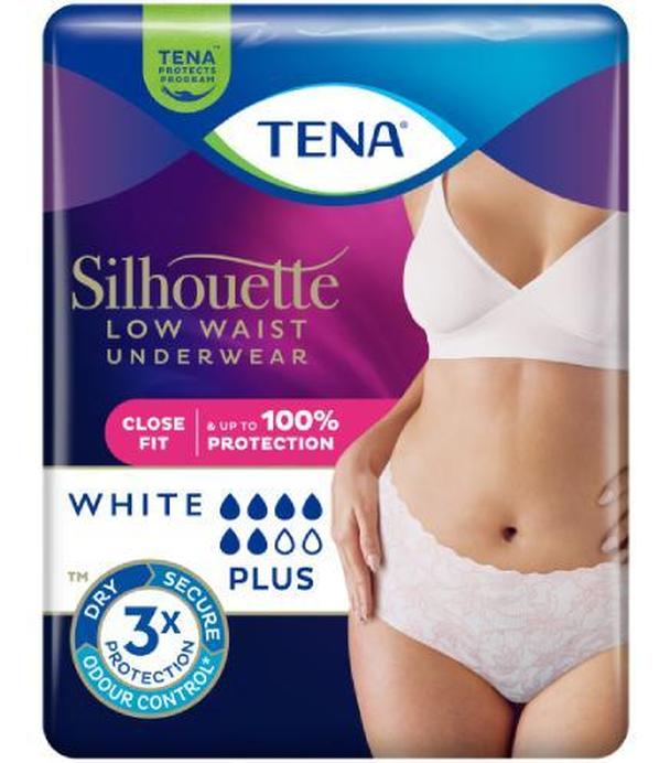 TENA Silhouette Plus majtki chłonne z niskim stanem, White, rozmiar M, 12 sztuk