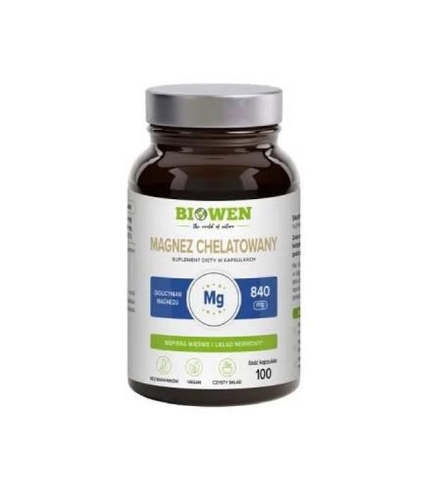 Biowen Magnez Chelatowany, diglicynian magnezu, kapsułki, 100 sztuk