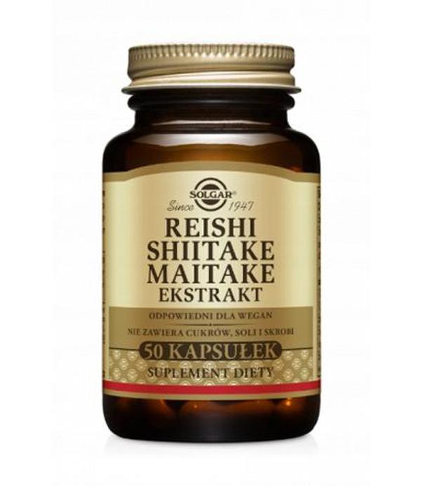 SOLGAR Reishi Shiitake Maitake ekstrakty - 50 kaps. Na cholesterol - cena, opinie, dawkowanie