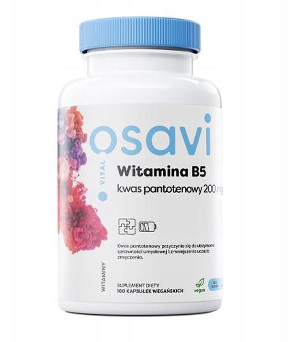 Witamina B5 Kwas Pantotenowy 200 mg, 180 vegan kaps., cena, właściwości, składniki