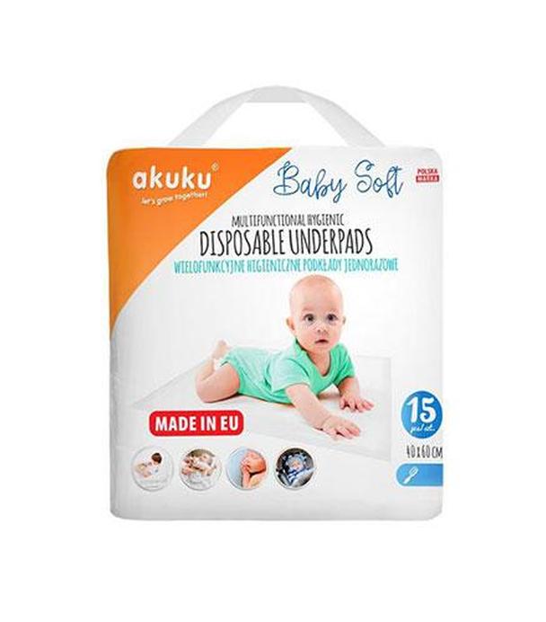 Akuku Baby Soft Wielofunkcyjne higieniczne podkłady jednorazowe 40 x 60 cm - 15 szt.