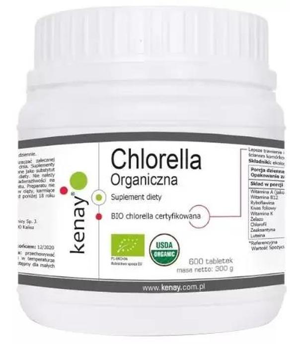 Kenay, Chlorella Organiczna, tabletki, 600 sztuk
