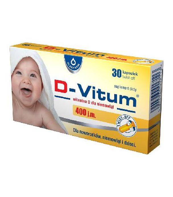 Oleofarm D - Vitum Witamina D 400 j.m. dla niemowląt, 30 kaps., cena, opinie, składniki