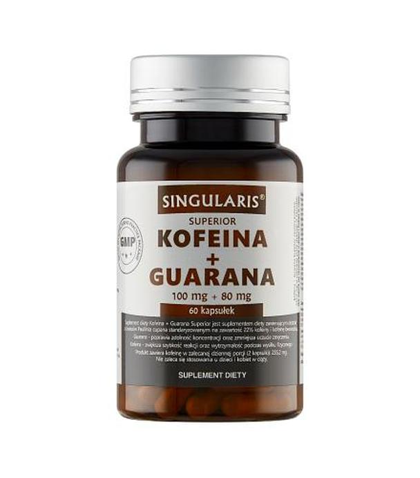 Singularis Superior Kofeina + Guarana 100 mg + 80 mg - 60 kaps. - cena, opinie, właściwości