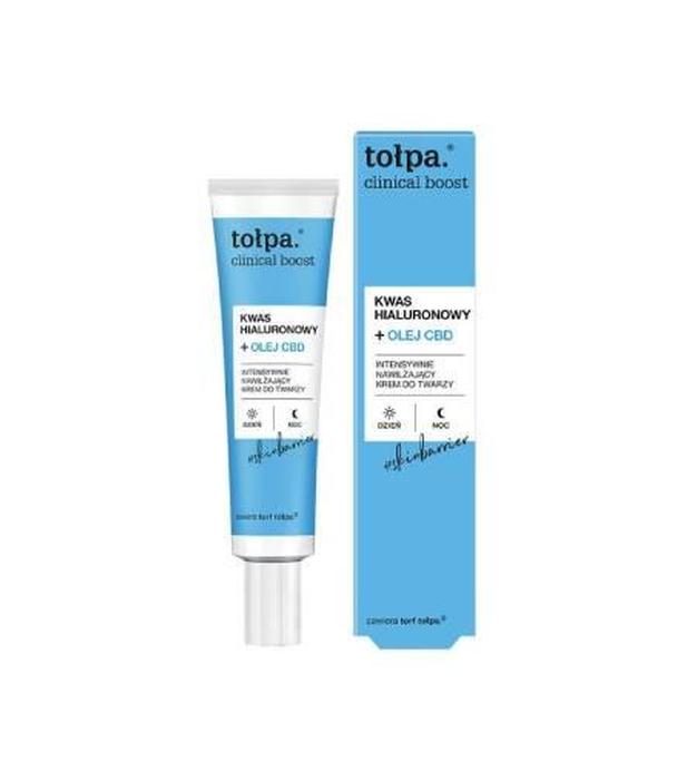 Tołpa Cilinical boost Kwas hialuronowy + olej CDB, Nawilżający krem do twarzy, 40 ml