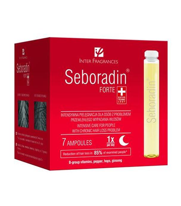 Seboradin Forte Intensywna pielęgnacja dla osób z problemem przewlekłego wypadania włosów - 7 amp. - cena, opinie, właściwości