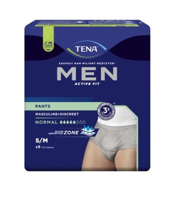 TENA Men Pants Normal Grey S/M OTC Edition 75-105 cm, bielizna chłonna, 9 sztuk