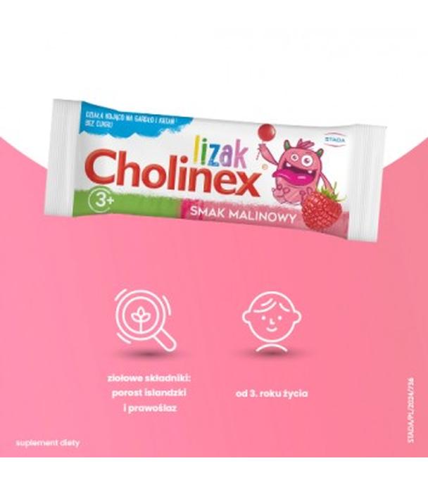 Cholinex lizak smak malinowy, 1 sztuka