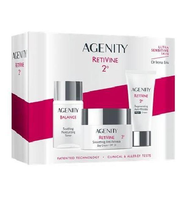 Agenity Zestaw Retivine 2° Wygładzający krem przeciwzmarszczkowy na dzień SPF 20, 50 ml + Regenerujący krem przeciwzmarszczkowy na noc, 50 ml + Łagodzący tonik nawilżający, 25 ml