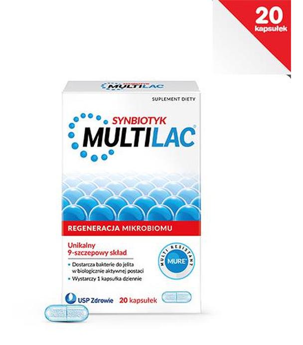 MULTILAC Synbiotyk - 20 kaps. - flora jelitowa - cena, opinie, wskazania