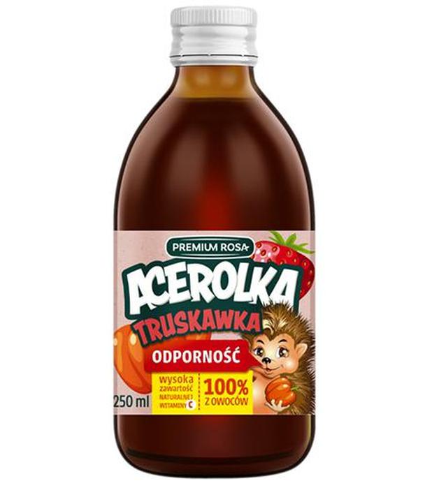 Premium Rosa, Sok 100% Acerolka z truskawką, 250 ml, cena, właściwości, wskazania - ważny do 2025-10-08