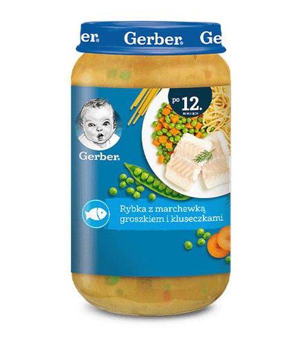GERBER JUNIOR Obiadek rybka z marchewką, groszkiem i kluseczkami po 12 miesiącu - 250 g