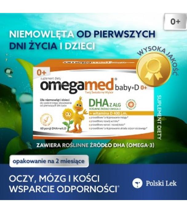 OMEGAMED Baby DHA z alg + Wit D Dla niemowląt i dzieci 0+, 60 kapsułek - ważny do 2024-09-30