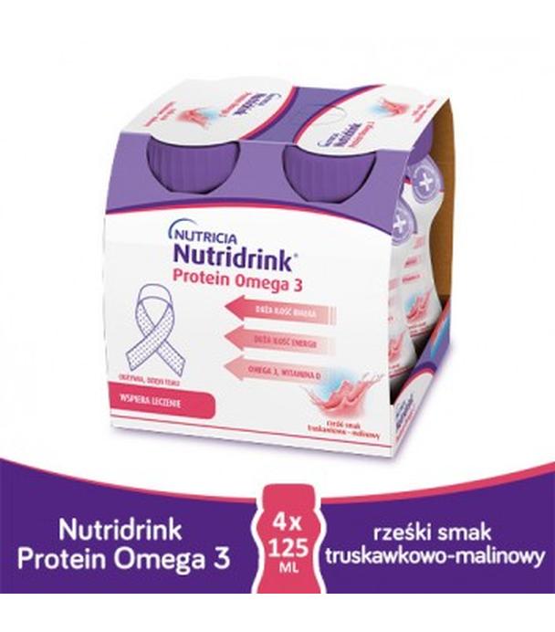 Nutridrink Protein Omega 3, napój rześki smak truskawkowo-malinowy, 4 x 125 ml - ważny do 2025-08-02
