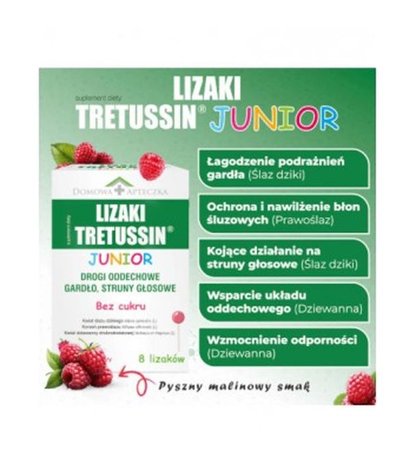 Tretussin Junior Lizaki smak malinowy, 8 sztuk