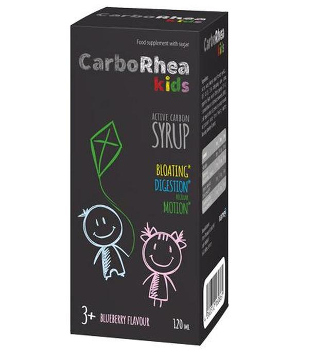 CarboRhea Kids Płyn z węglem aktywnym 3+ jagodowy smak - 120 ml Na trawienie i wzdęcia - cena, opinie, stosowanie