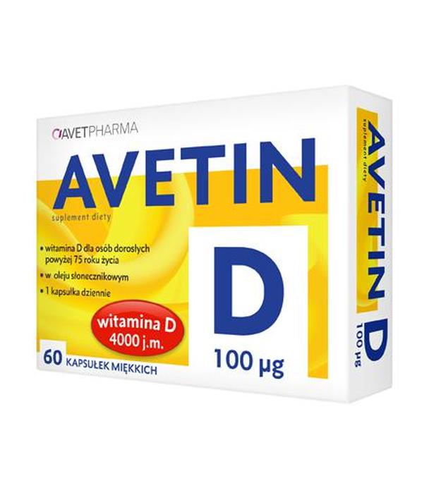 Avet Pharma Aventin D 100 µg -  60 kaps. Witamina D 4000 j.m. - cena, opinie, właściwości